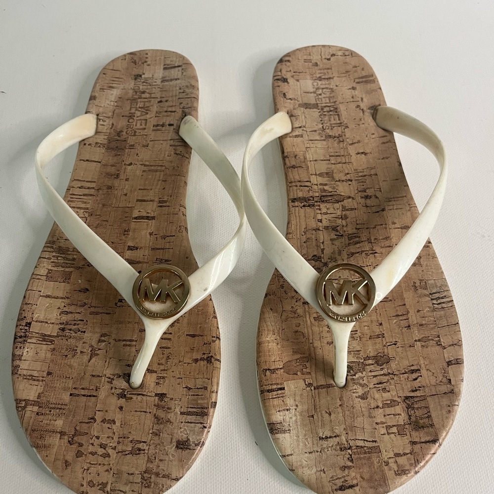 Michael Kors White Flip Flops